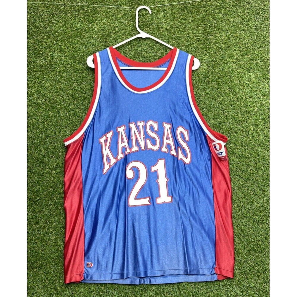 Vintage Dodger Kansas Jayhawks Basketball Jersey Mens XL #21 Joel Embiid Blue